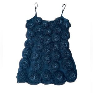 Diane Von Furstenberg Womens Size 6 Black Silk Blend Rosette Tank Sleeveless Top